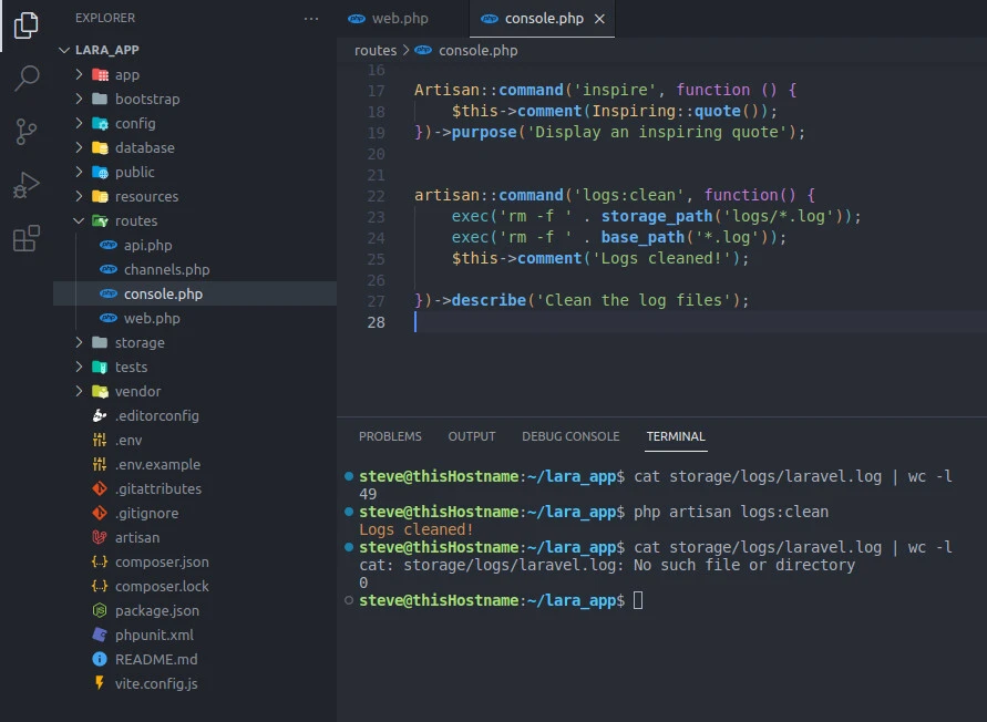 Clean Laravel logs