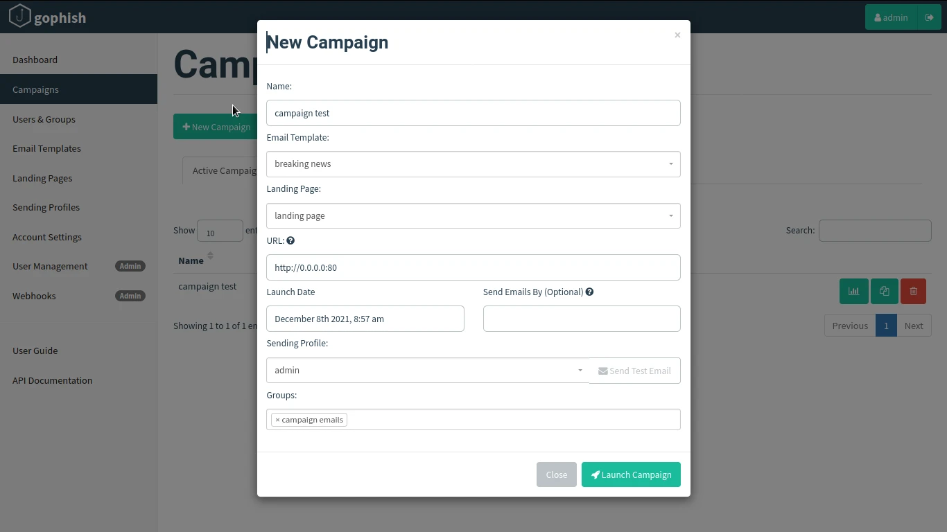 gophish framework