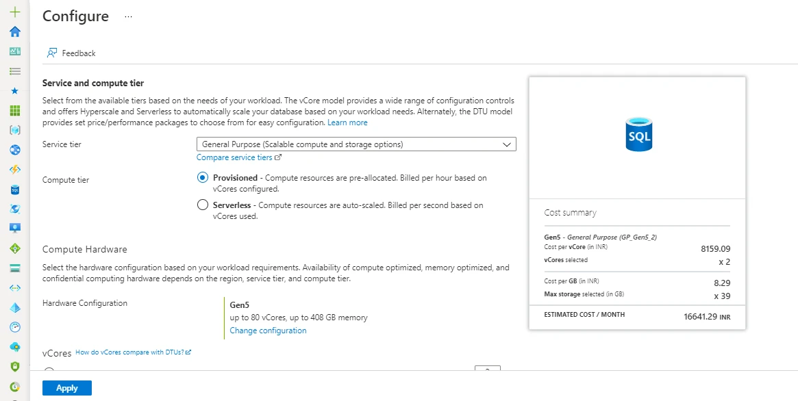 deploy SQL Database on Azure