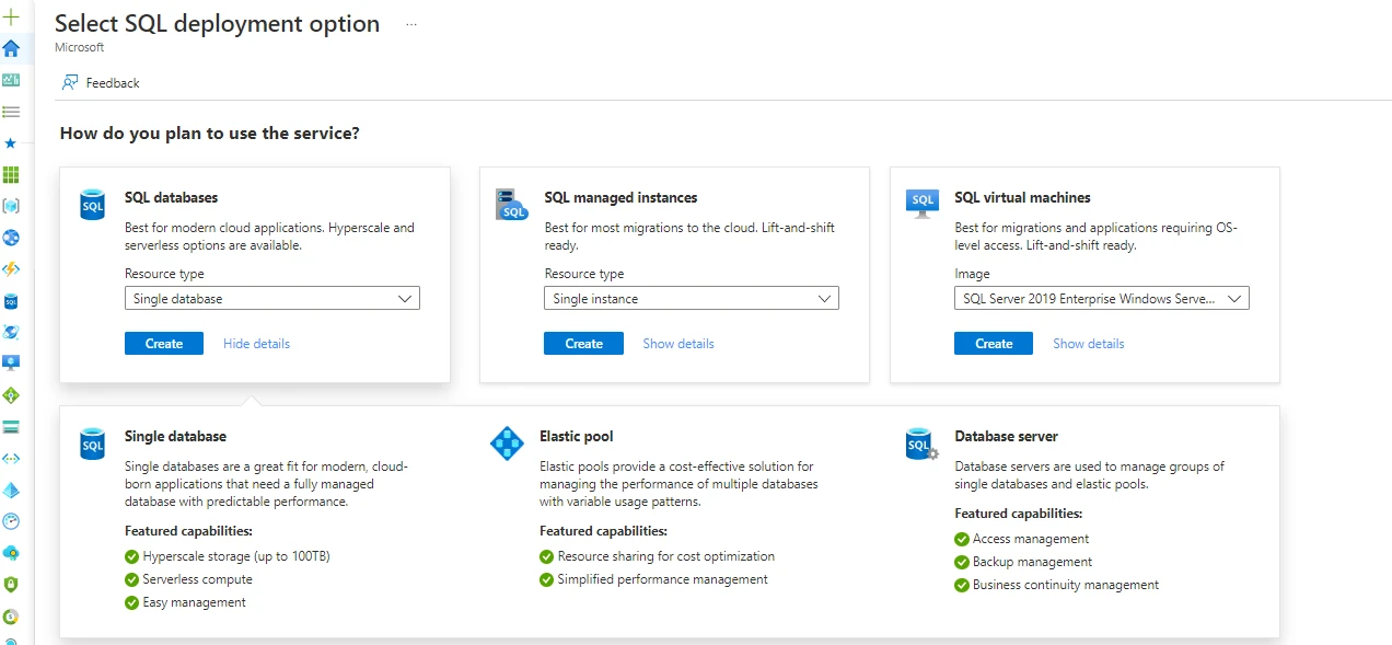 deploy SQL Database on Azure