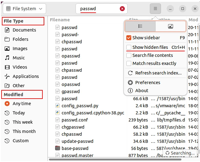 find files