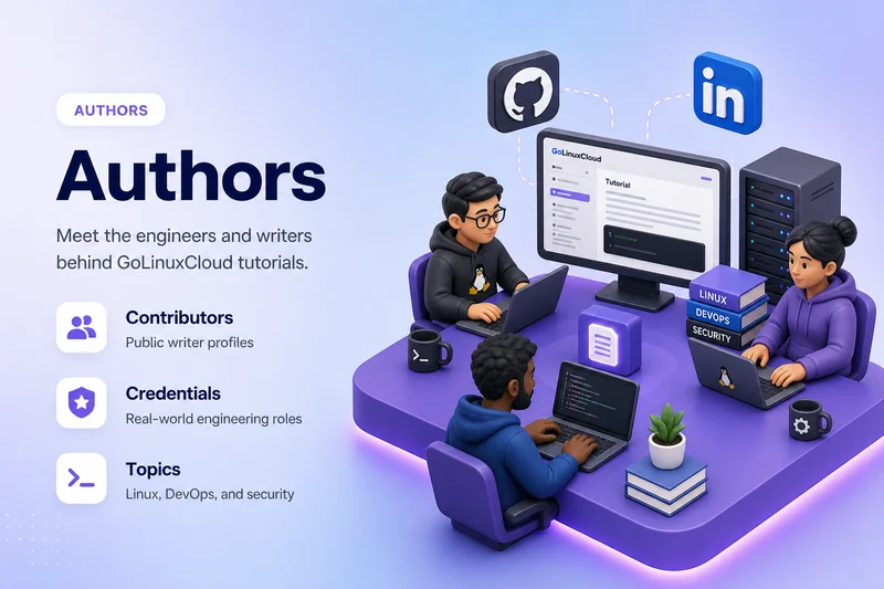 Authors section illustration with contributor profiles, technical writers, and hands-on tutorial expertise