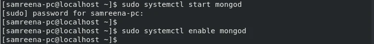 start and enable mongodb service