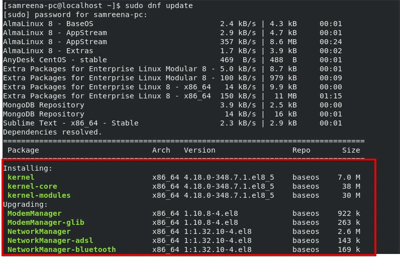 update packages to install zoom