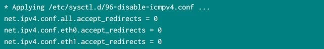 Disable ICMP redirect with sysctl