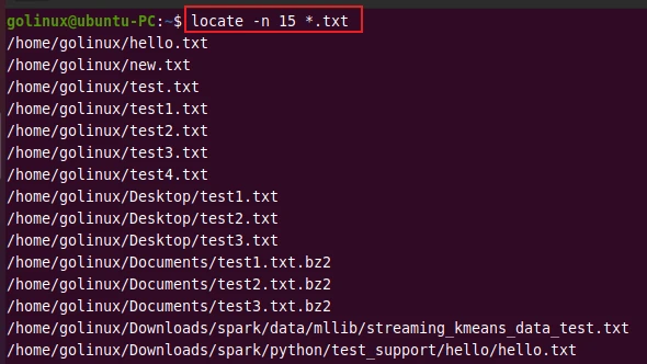 limit the number of results in locate command output