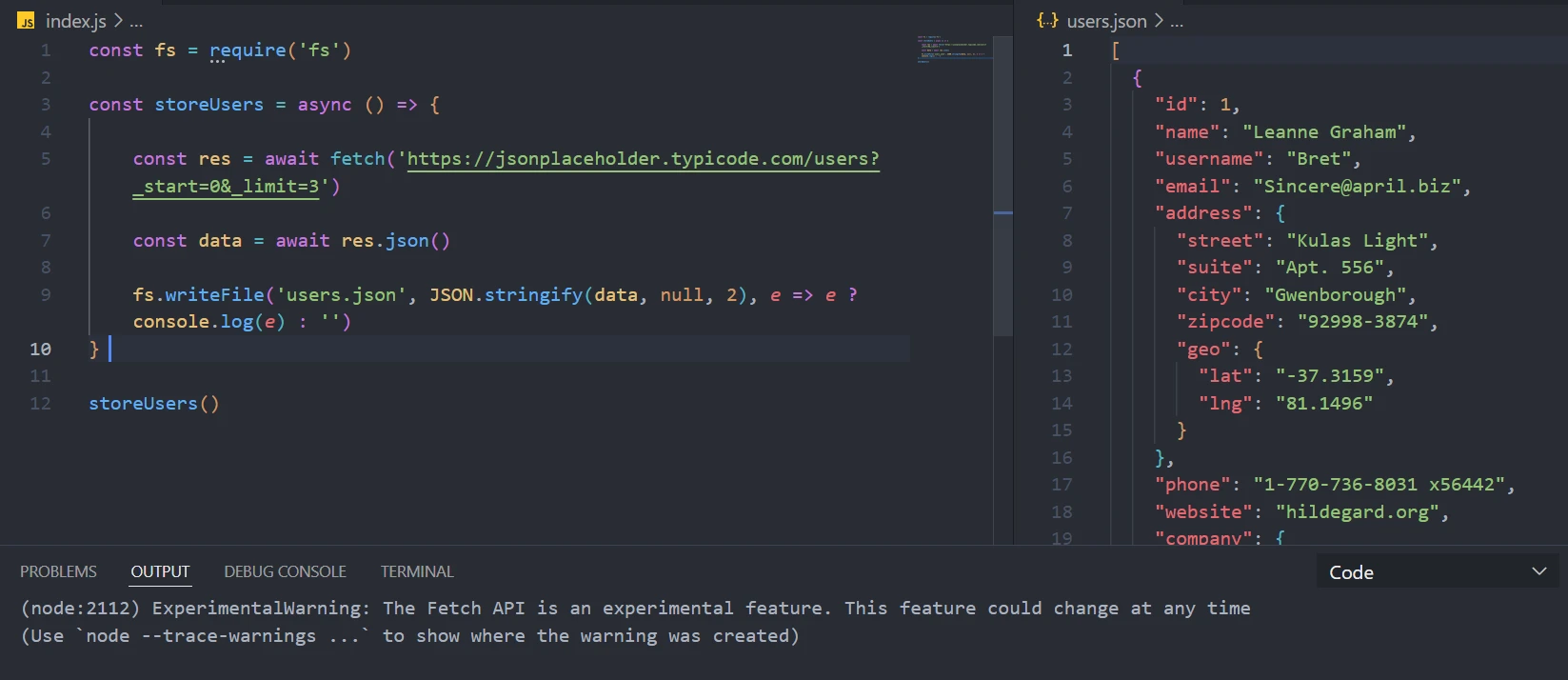 Nodejs write file
