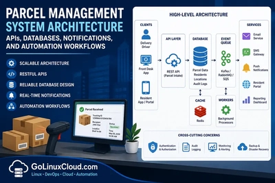 Parcel Management System Architecture (APIs, Database, Event-Driven Design)