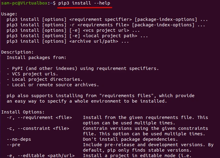 pip3 install help