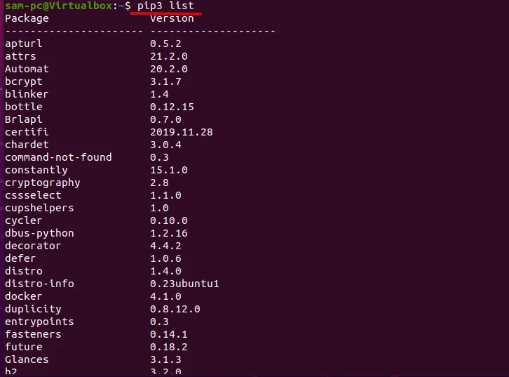 pip3 packages list