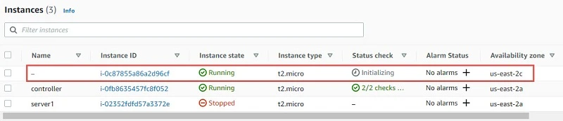 New instance on the EC2 dashboard