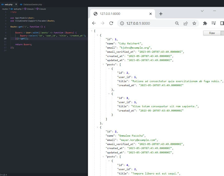 Get Specific Columns Using “With()” Function in Laravel Eloquent