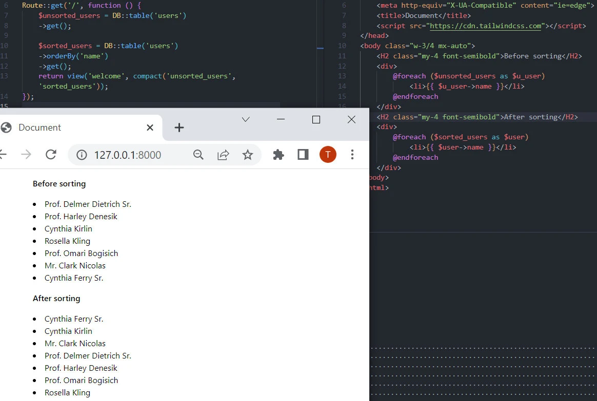 How to sort a Laravel query builder result by multiple columns?