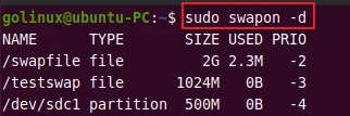 swapon command to enable swap discards