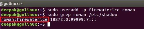 useradd command to specify unencrypted password for a new user