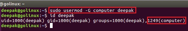 usermod command to assign secondary group to a user
