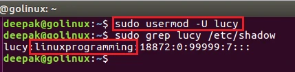 usermod command to unlock a user account