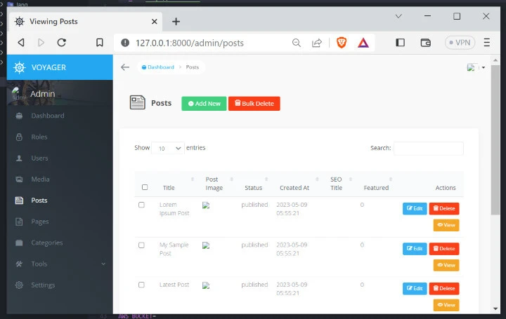 use Voyager Laravel